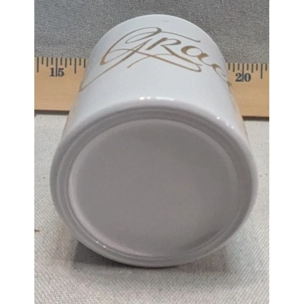 Grace Titus 2:11 Scripture Votive Holder White Gold Ceramic Religious Excellent